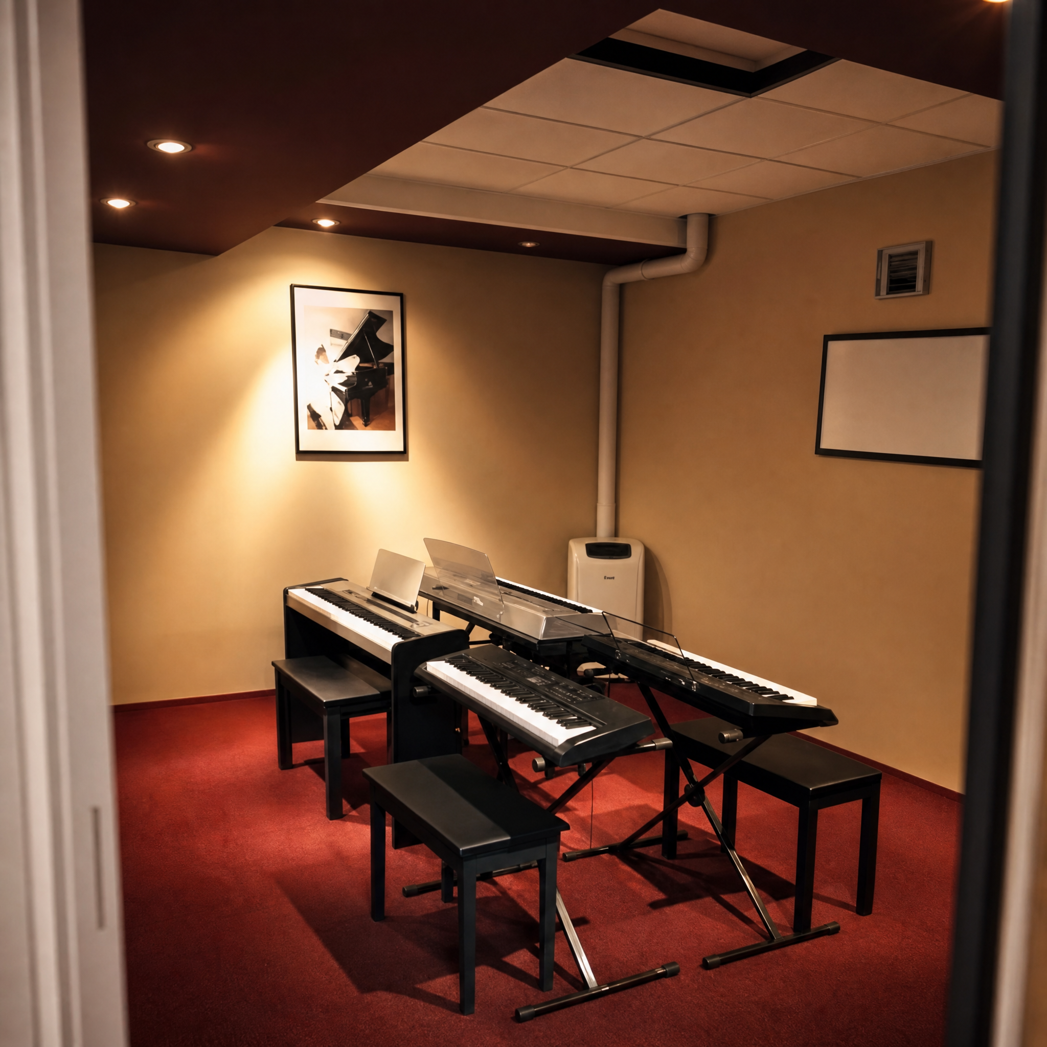 Aula de piano vista desde la entrada